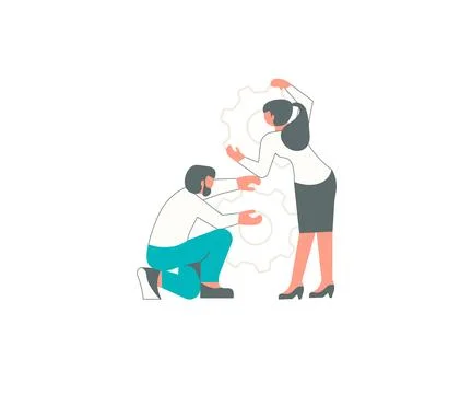 People talking about important things. Colleagues discussing agenda and brand Stock Illustration