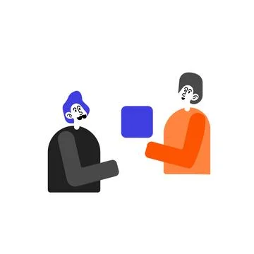 People talking about important things. Colleagues discussing agenda and brand Stock Illustration