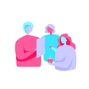 People talking about important things. Colleagues discussing agenda and brand Stock Illustration