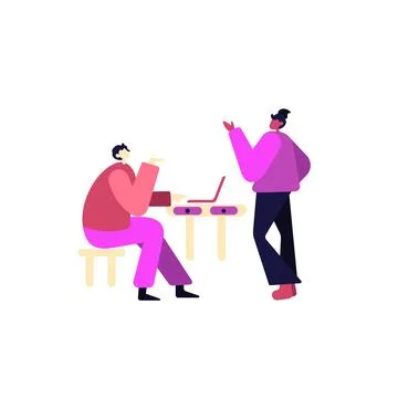 People talking about important things. Colleagues discussing agenda and brand Stock Illustration