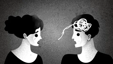People talking and passing tangled thoughts between them Stock Footage 342478530