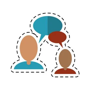 People talking bubble speech communication-dotted line Stock Illustration