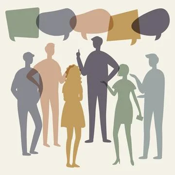 People talking. Discussions provide platform for people to exchange ideas and Illustration