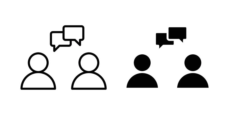 People talking icon linear versions pack on white background Ilustração Stock