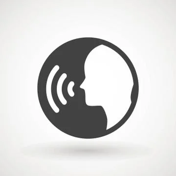 People talking icon. Voice command with sound waves icon vector Vector Stock Illustration