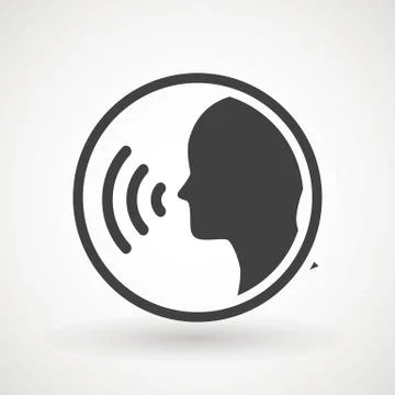 People talking icon. Voice command with sound waves icon vector Vector Stock Illustration