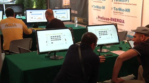 People talking, PC, screens. Stock Footage 32219977