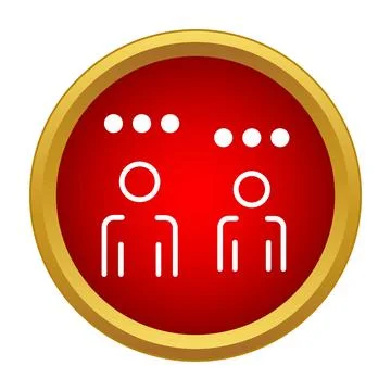 People talking sharing dialogue in a red glossy button Stock Illustration