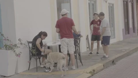 People talking on the side of the road in Panama Stock Footage 343744518