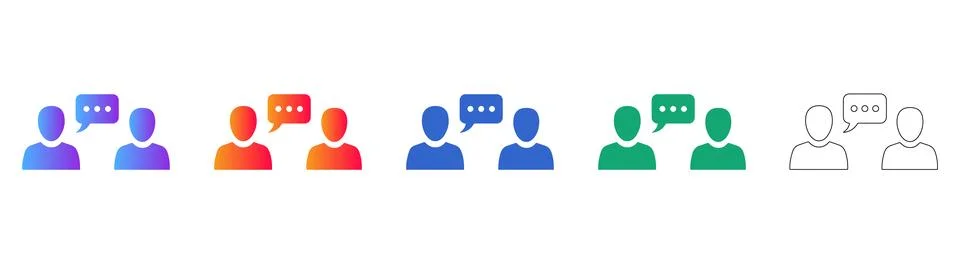 People Talking Speech Bubble Icon Set Stock Illustration