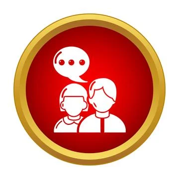 People talking with speech bubble red icon Illustration