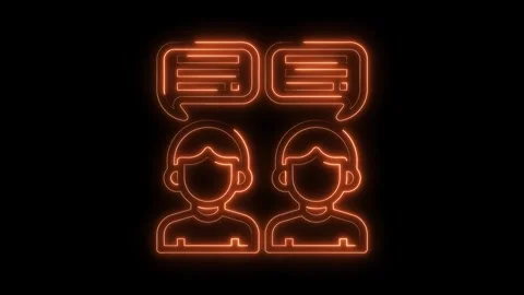 People talking with speech bubbles neon style animation on a black background Stock Footage 322971492