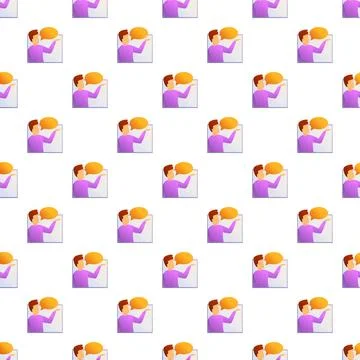 People talking with speech bubbles seamless pattern 库存插图