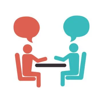 People talking in table icon Illustrazione stock