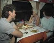 People talking together over meal on train SD Footage