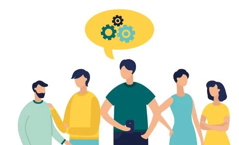 People talking. When people talk, they have opportunity to express themselves Stock Illustration