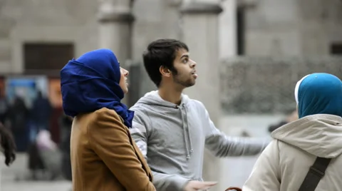 People talking in the yard 動画素材 63044434