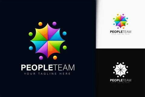 People team logo design with gradient Stock Illustration