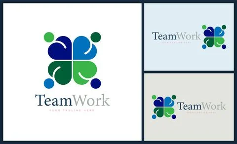 People team work connection logo design template Illustrazione stock