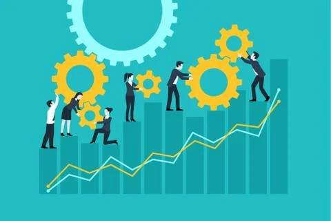 People teamwork with gears Stock Illustration