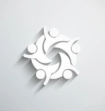 People Teamwork Happy. 3D paper style Stock Illustration