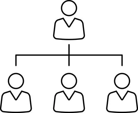 People Teamwork icon collection. Scheme of staff management, people management Stock Illustration