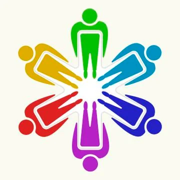 People teamwork icon into a star or asterisk. Stock Illustration