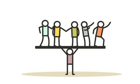 People teamwork idea vector illustration. Business work balance exercise harm Stockillustratie
