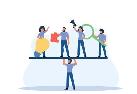 People teamwork idea vector illustration. Business work balance exercise ha.. Stock Illustration