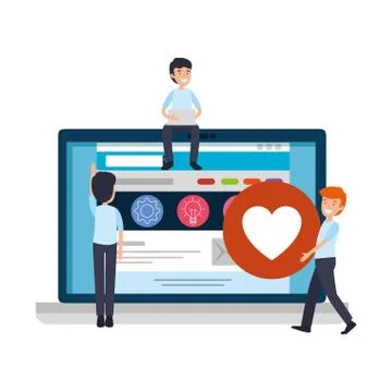 People teamwork with laptop computer Stock Illustration