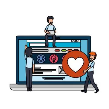 People teamwork with laptop computer 스톡 일러스트