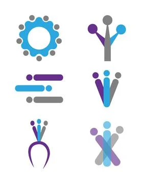 People teamwork logo set Illustrazione stock