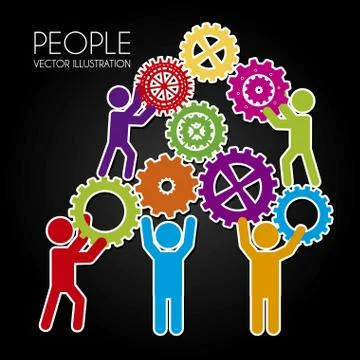 People teamwork over black background vector illustration Stock Illustration