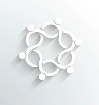 People Teamwork Wave. 3D paper style Stock Illustration