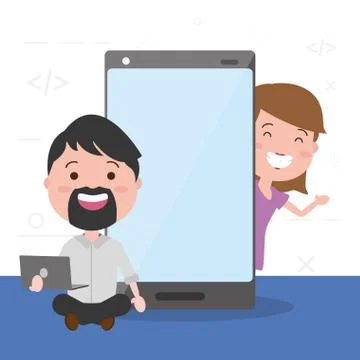 People tech device Stock Illustration