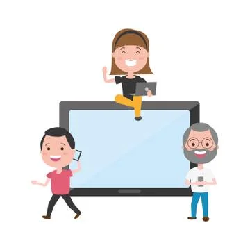 People tech device Stock Illustration