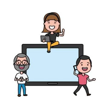 People tech device Stock Illustration