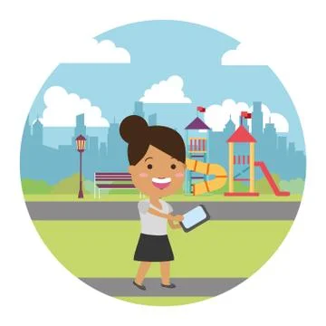 People with tech on outdoors Stockillustratie