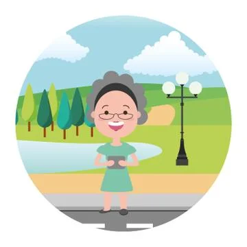People with tech on outdoors イラスト素材