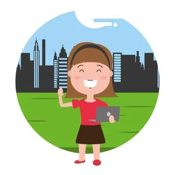 People tech outdoors Illustrazione stock