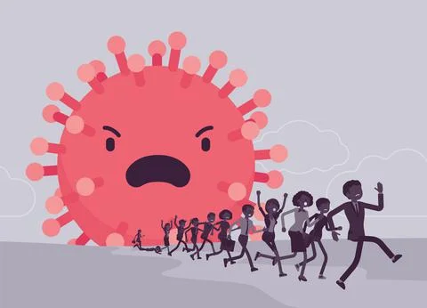 People terrorized by dangerous virus, contagious, deadly horrible epidemic Stock Illustration