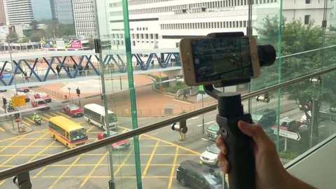 People test DJI OSMO Mobile Gimbal Stock Footage