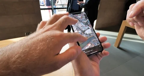 People testing new iPhone Xs max Stock Footage 95587815