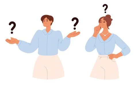 People thinking about question set. People making difficult choice. Dilemma.. 스톡 일러스트