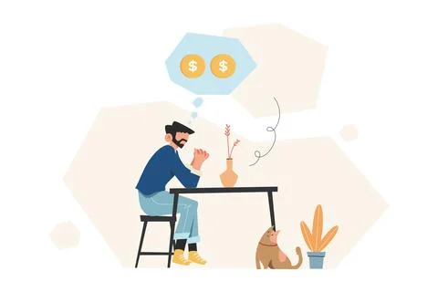 People thinking financial problems economic crisis Stock Illustration