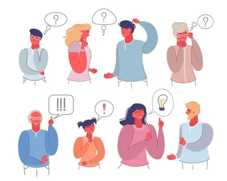 People thinking or making decision, vector flat isolated illustration 스톡 일러스트
