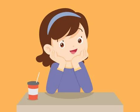 People thinking sitting and rest chin in hands Stock Illustration