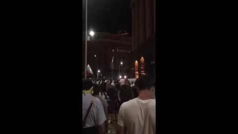 People throw salutes on protests in Sofia, Bulgaria Video stock 170340961