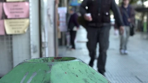 People throwing waste in the trash Video stock 82048452