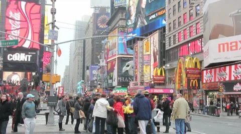 People on Times Square Video stock 7908513